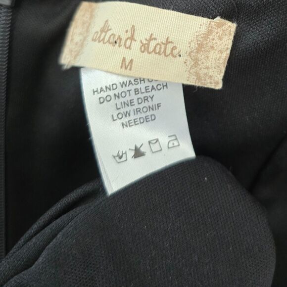 Altr'd State Square Neckline Black Mini Sleek Glossy Medium Women's Dress - Picture 2 of 5